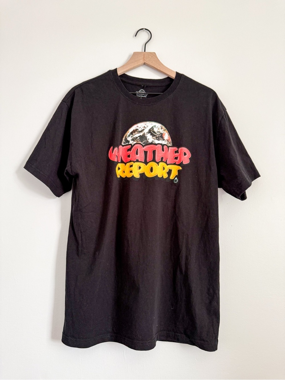 Weather Report Graphic T Shirt Black Planet Logo Streetwear Mens Large